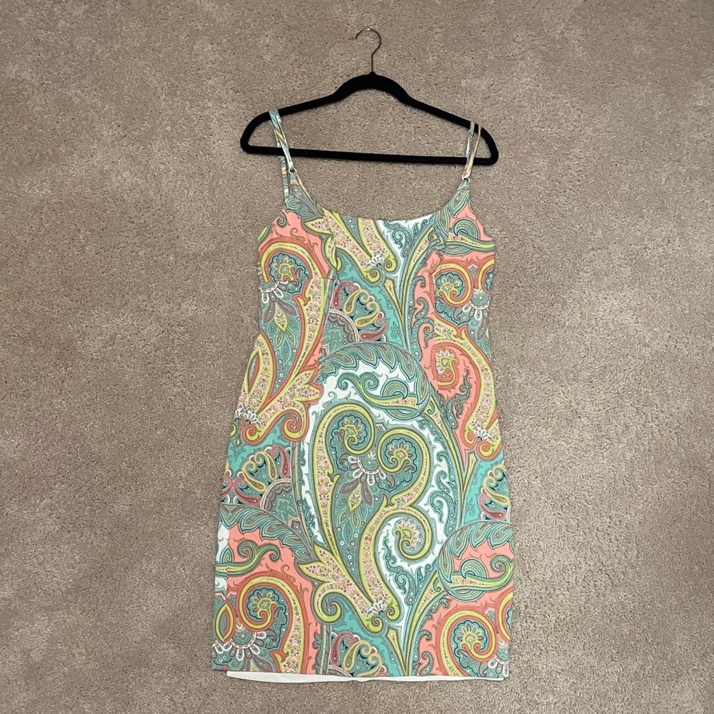 Carmen Marc Valvo Pastel Paisley Sleeveless Dress